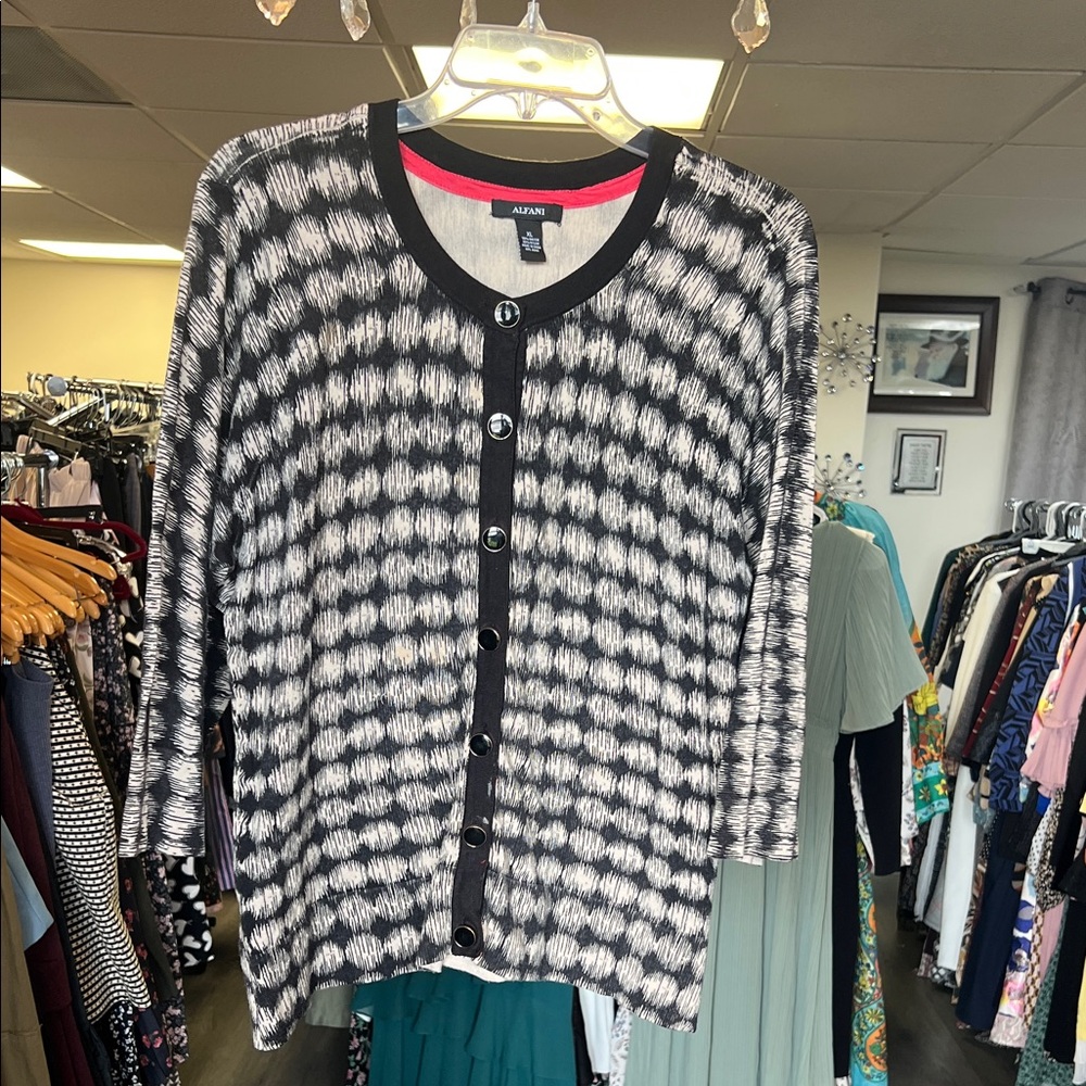 Alfani Monochrome Patterned Cardigan